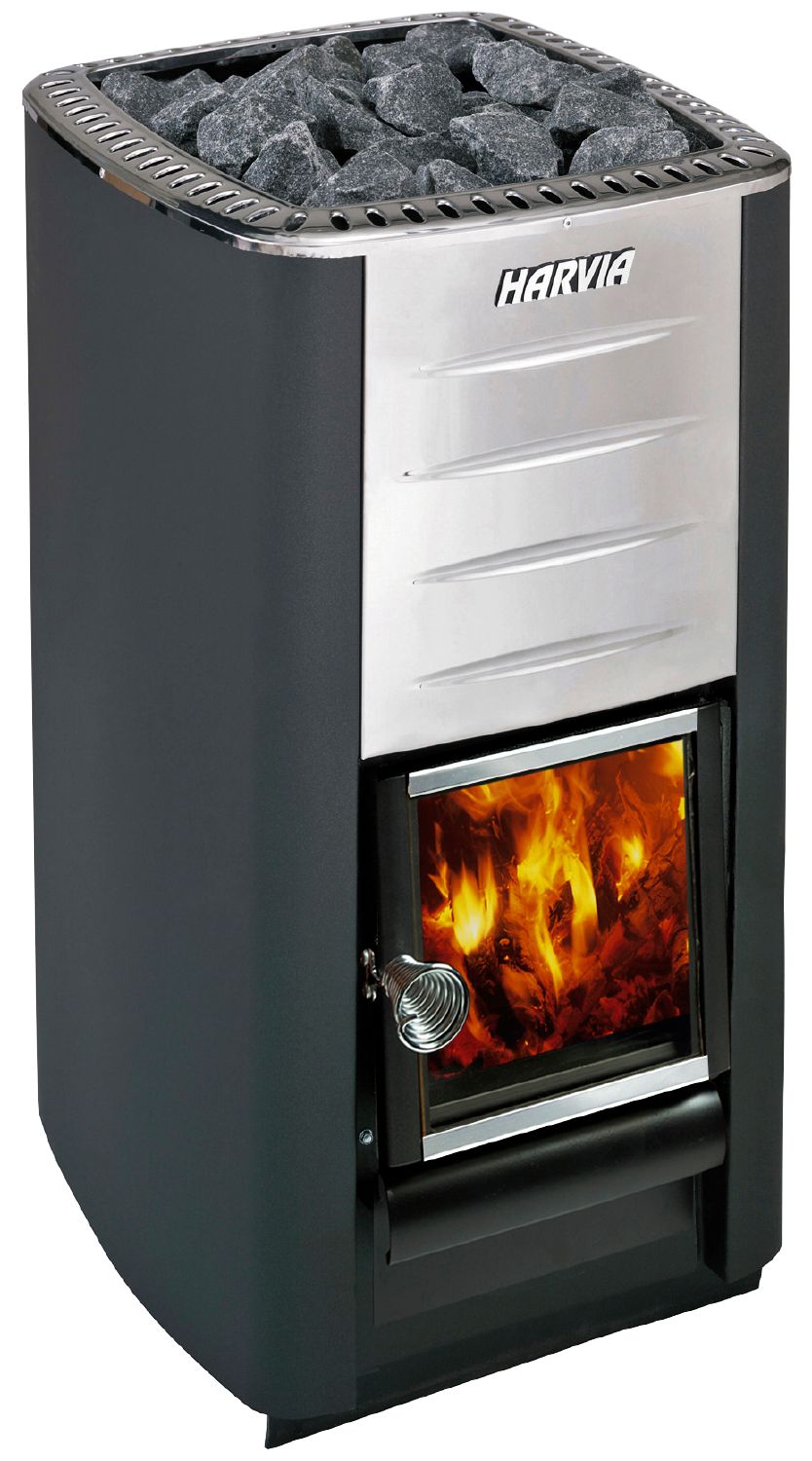 Harvia M3 Holz-Saunaofen 16,5 kW, Stahl schwarz, für Saunakabinen von 6 bis 13 m³, 30 kg Steinkapazität