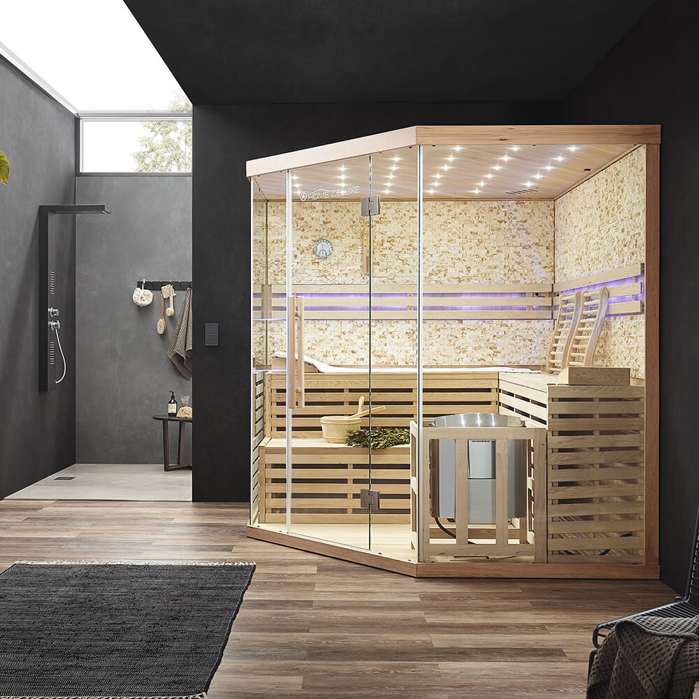 Home Deluxe SKYLINE BIG XL Innensauna mit Kunststeinwand