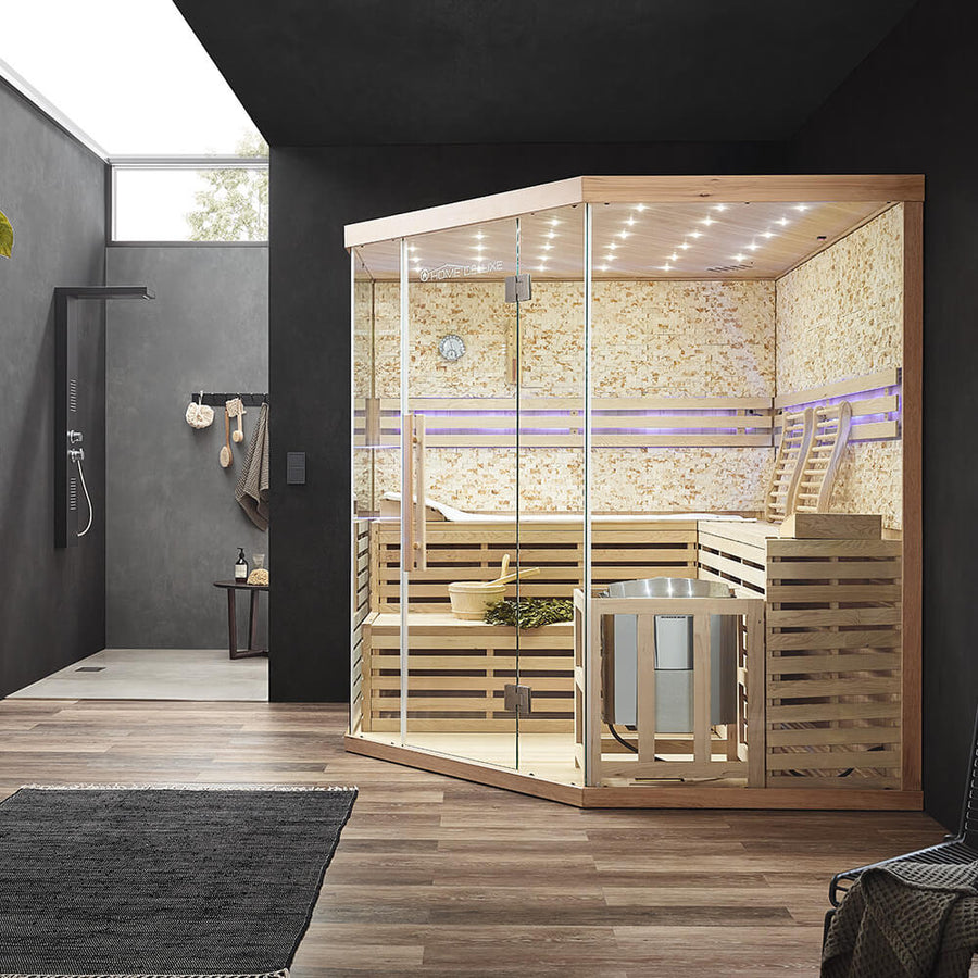 Home Deluxe SKYLINE BIG XL mit Kunststeinwand Innensauna – Produktansicht