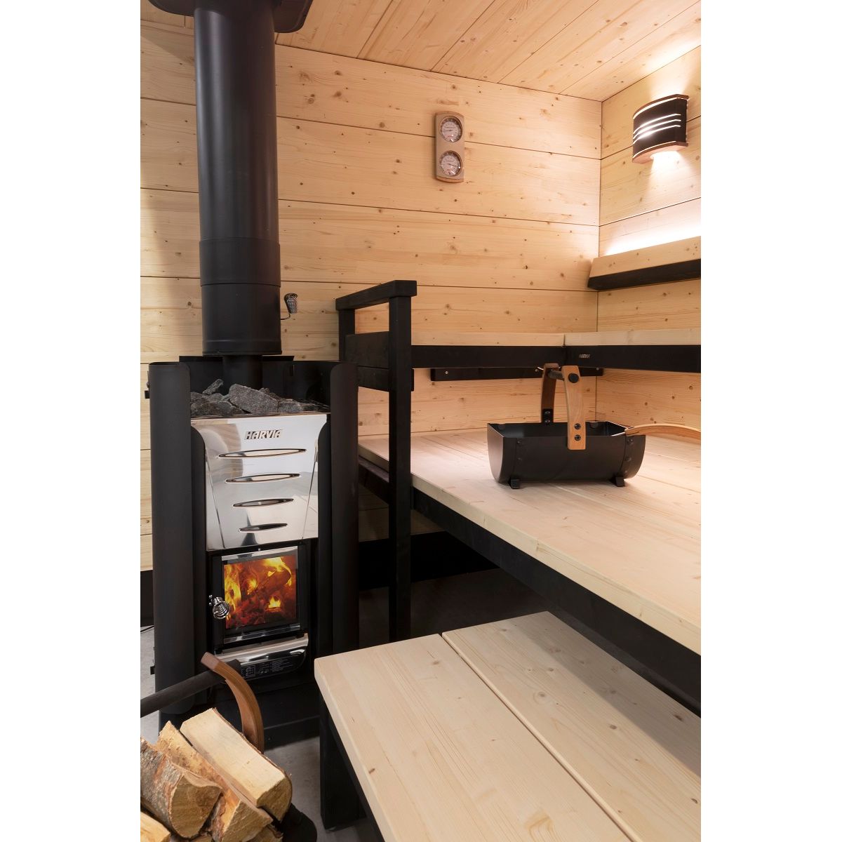 Harvia 20 Pro Holz-Saunaofen 24,1 kW, Stahl, für Saunakabinen von 8 bis 20 m³, 40 kg Steinkapazität
